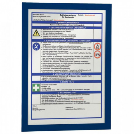 SACHET DE 2 CADRES D'AFFICHAGE A4 ADHÉSIF REPOSITIONNABLE AVEC CONTOUR MAGNÉTIQUE BLEU