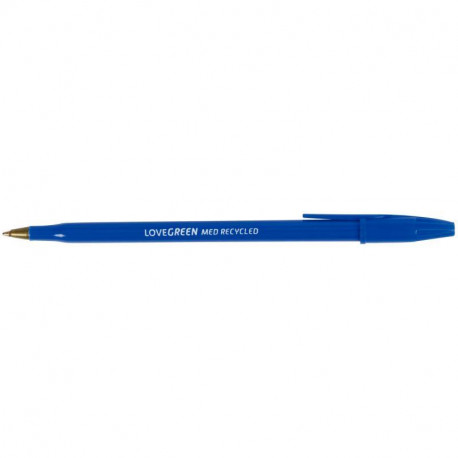 STYLO BILLE LOVEGREEN POINTE MOYENNE 1MM BLEU 86% RECYCLE