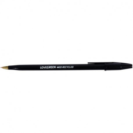 STYLO BILLE LOVEGREEN NOIR POINTE MOYENNE 1MM   86% RECYCLE