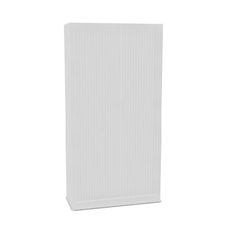 ARMOIRE A RIDEAUX L100 H198 P43 RIDEAUX BLANC/CORPS METAL BLANC -  4 TABLETTES