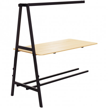 TABLE SUIVANTE L180XP90CM NOMAD PLATEAU CHÊNE CLAIR/STRUCTURE NOIR FR.AJUST.HAUT.PLATEAU 2 POSIT.ASSIS DEBOUT GAR 5 ANS