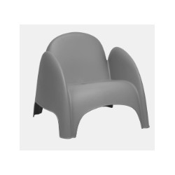 FAUTEUIL BAS INTERIEUR EXTERIEUR GRIS PP TRAITE ANTI UV ET RESISTANT A L EAU L81,5 ASSISE H 37 X P 76 CL DOSSIER H33 CM DEPUIS L