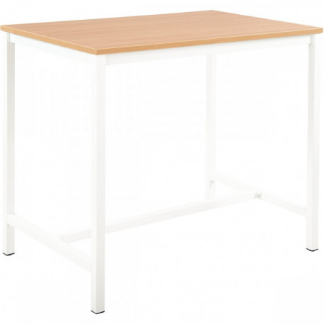 TABLE HAUTE L120XP80CM PLATEAU CHÊNE/PIÈTEMENT BLANC