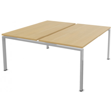 BUREAU 2 PLATEAUX PARTAGES FAB FR SUR STRUCT.PART. FIXE DÉPART L160CMXP165 PLATEAU CHÊNE CLAIR PIET. ALU GAR 5ANS