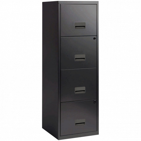 CLASSEUR ÉCONOMIQUE FAB FR 4 TIROIRS POUR DOSSIERS SUSPENDUS  L40 H126 P40 CM NOIR GAR 5 ANS