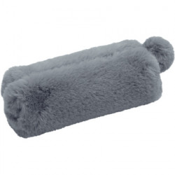 TROUSSE A FOURRURE AVEC POMPON GRIS BLEU