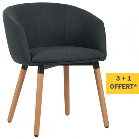 Pack promo 3 Fauteuils Bleu nuit 4 pieds bois achetés + 1 fauteuil OFFERT*