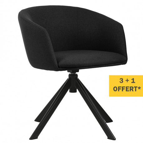 Pack promo 3 Fauteuils Gris poivre à piétement pyramidal pivotant achetés + 1 fauteuil OFFERT*