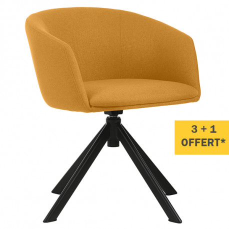 Pack promo 3 Fauteuils Jaune Safran à piétement pyramidal pivotant achetés + 1 fauteuil OFFERT*