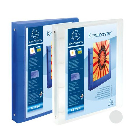 LOT X 12 CLASSEUR PERSONNALISABLE PP 4ANNEAU/30 KREA COVER BLEU TRANSP