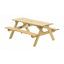 TABLE DE PIQUE NIQUE EN PIN FSC Dim L.148cmxl.128cmxH.69cm