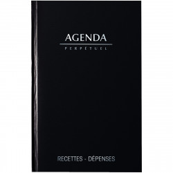 AGENDA PERPÉTUEL DE CAISSE 14X22CM NOIR 12 mois de Janvier à Décembre. 1 jour par page