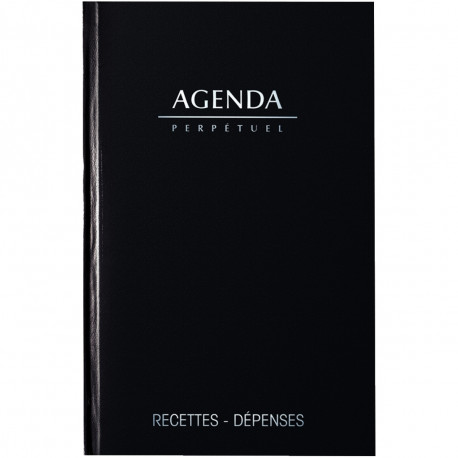 AGENDA PERPÉTUEL DE CAISSE 14X22CM NOIR 12 mois de Janvier à Décembre. 1 jour par page