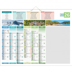 CALENDRIER SEMESTRIEL 6 MOIS PAR FACE 4 SAISONS 43X55CM