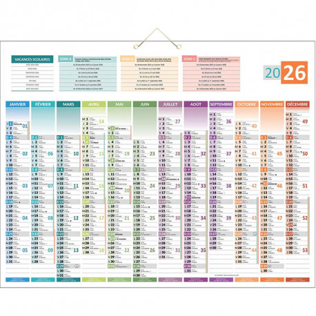 CALENDRIER UNI COMPACT 12 MOIS SUR 1 FACE 55X43CM