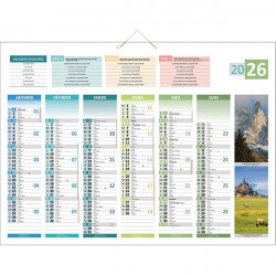 CALENDRIER 6 MOIS SUR CHAQUE FACE 4 SAISONS 40,5X55CM