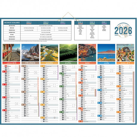 CALENDRIER PLANÈTE MAXI 7 MOIS SUR CHAQUE FACE 43X55CM