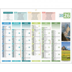 CALENDRIER 6 MOIS SUR CHAQUE FACE 4 SAISONS 42X32CM