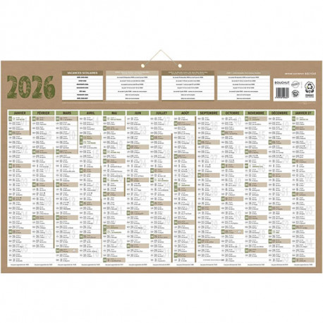 CALENDRIER ANNUEL 13 MOIS SUR 1 FACE NATURA 43X65CM