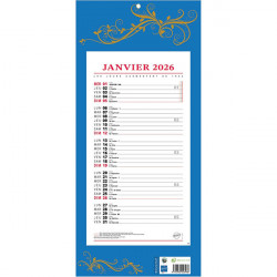CALENDRIER MENSUEL 12 FEUILLES STANDARD 19x42cm