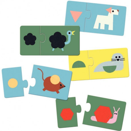 BOITE DE 12 PUZZLES DUO, FORMES ET ANIMAUX