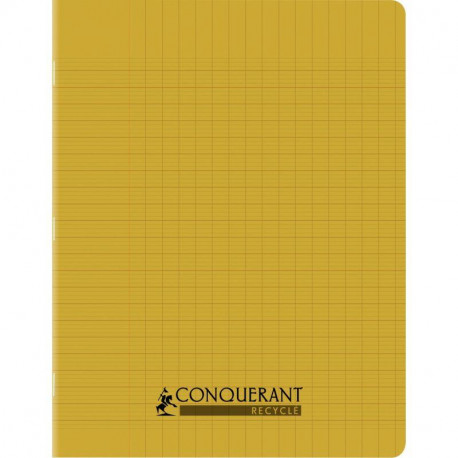 CAHIER PIQÛRE 96 PAGES CONQUERANT RECYCLE FORMAT 17X22 CM, RÉGLURE SEYÈS, COUVERTURE EN POLYPROPYLÈNE JAUNE