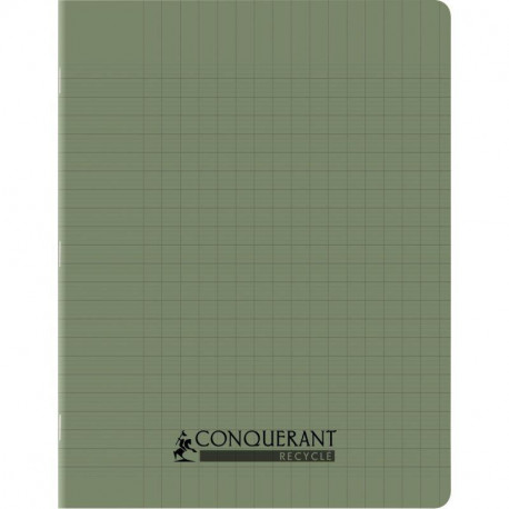 CAHIER PIQÛRE 96 PAGES CONQUERANT RECYCLE FORMAT 17X22 CM, RÉGLURE SEYÈS, COUVERTURE EN POLYPROPYLÈNE VERT
