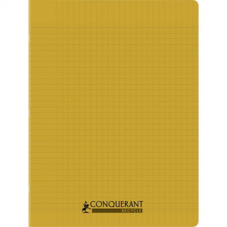 CAHIER PIQÛRE 96 PAGES CONQUERANT RECYCLE FORMAT 24X32 CM, RÉGLURE SEYÈS, COUVERTURE EN POLYPROPYLÈNE JAUNE