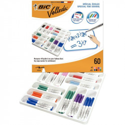CLASSPACK DE 60 MARQUEURS EFFAÇABLES À SEC VELLEDA 1741 PTE OGIVE COULEURS ASSOR