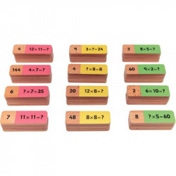 DOMINOS  EN BOIS MULTIPLICATION DE 60 PIÈCES