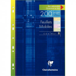 ETUI DE 100 FEUILLETS MOBILES, FORMAT A4, SÉYÈS, PAPIER 90G, 4 COLORIS ASSORTIS