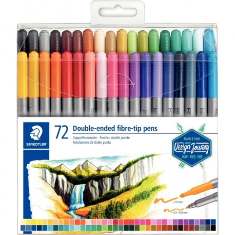 ÉTUI DE 72 FEUTRES DOUBLE POINTE DESIGN JOURNEY