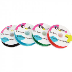 LOT 4 BOBINES 20M FIL NYLON ÉLASTIQUE COULEUR