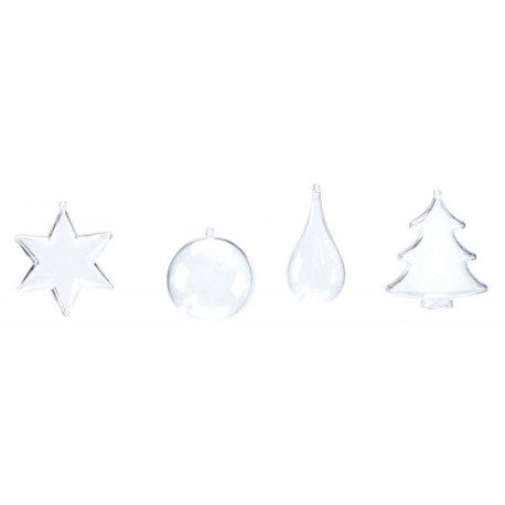 LOT DE 24 OBJETS EN PLASTIQUE CRISTAL À DÉCORER DONT 4 GRATUITS
