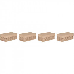 LOT DE 4 BOITES RECTANGLES TRESSÉES EN CARTON