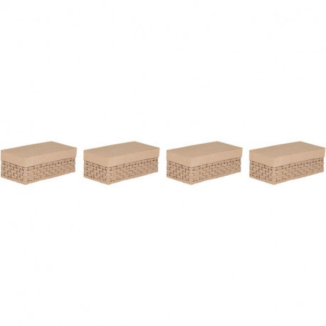 LOT DE 4 BOITES RECTANGLES TRESSÉES EN CARTON