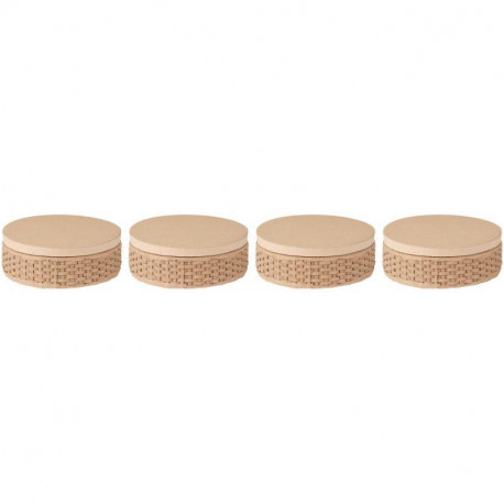 LOT DE 4 BOITES RONDES TRESSÉES EN CARTON