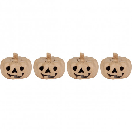 LOT DE 4 CITROUILLES EN CARTON BRUN