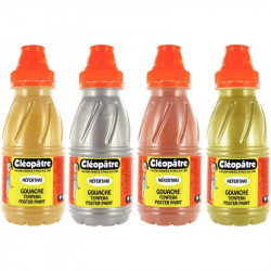 LOT DE 4 FLACONS 250 ML DE GOUACHE NÉFERTARI MÉTALLIQUE