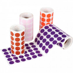 LOT DE 4 ROULEAUX DE MAXI GOMMETTES ADHÉSIVES RONDES DIAMÈTRE 20 MM, COULEURS POP ASSORTIES