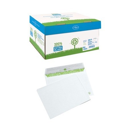 ENV.BLANC AUTOADHESIVE 90G 100% RECYCLE EXTRA BLANC 162x229 BTE 500