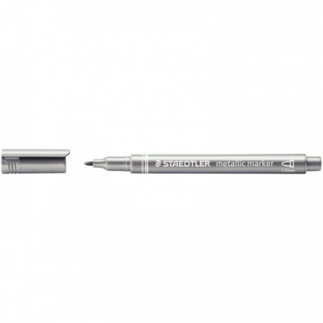 MARQUEUR METALLIC   ARGENT 8323-81 STAEDTLER ENCRE PIGMENTEE EFFACBLE SUR SURFACE LISSE AVEC CHIFFON HUMIDE 