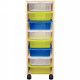 MEUBLE + 8 BACS EN PLASTIQUE HAUTEUR H97 L34 P39 CM EN PANNEAU DE PARTICULES HTE DENSITE 