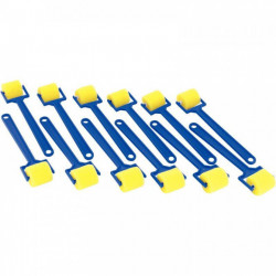 PAQUET DE 12 ROULEAUX À PEINDRE EN MOUSSE 25 MM AVEC MANCHE EN PLASTIQUE
