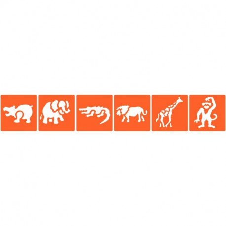 POCHOIRS PLASTIQUE ANIMAUX SAUVAGES LOT DE 6
