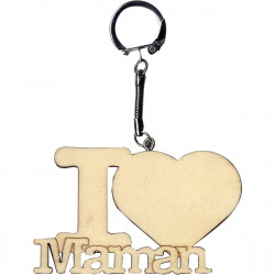 PORTE-CLÉS EN BOIS "I LOVE MAMAN"
