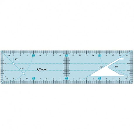 RÈGLE ÉQUERRE 2 EN 1 EN POLYPROPYLÈNE 20CM