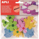 SACHET DE 40 FLEURS EN MOUSSE ADHÉSIVE COULEURS ASSORTIES