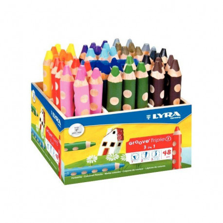SCHOOLPACK DE 48 CRAYONS LYRA GROOVE TRIPLE ONE OMYACOLO