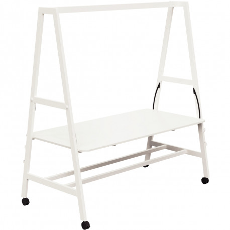 TABLE MOBILE L180XP90CM NOMAD PLATEAU BLANC/STRUCTURE BLANC FAB FR AJUST.HAUT¨.PLATEAU 2 POSIT.ASSIS DEBOUT GAR 5 ANS